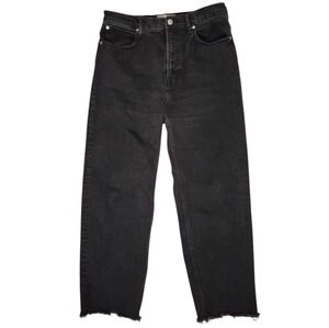 Everlane Jeans Way-High Coal Black Raw Hem Straight Leg size 30